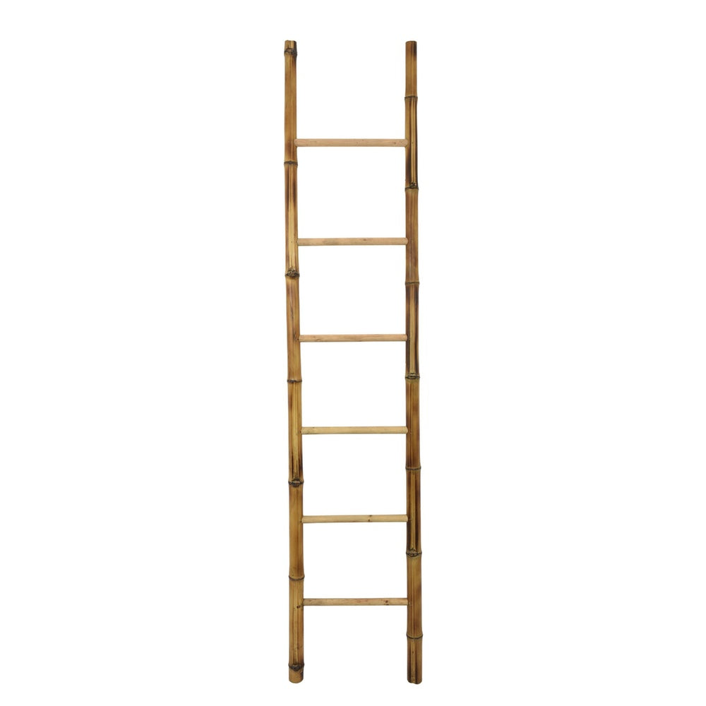 Natural Bamboo Ladder, Decorative and Utility Leaning Rack, 86 Inch Brown-BM353553