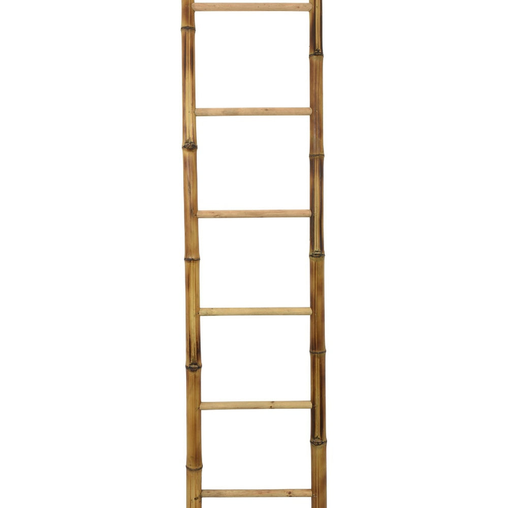 Natural Bamboo Ladder, Decorative and Utility Leaning Rack, 86 Inch Brown-BM353553