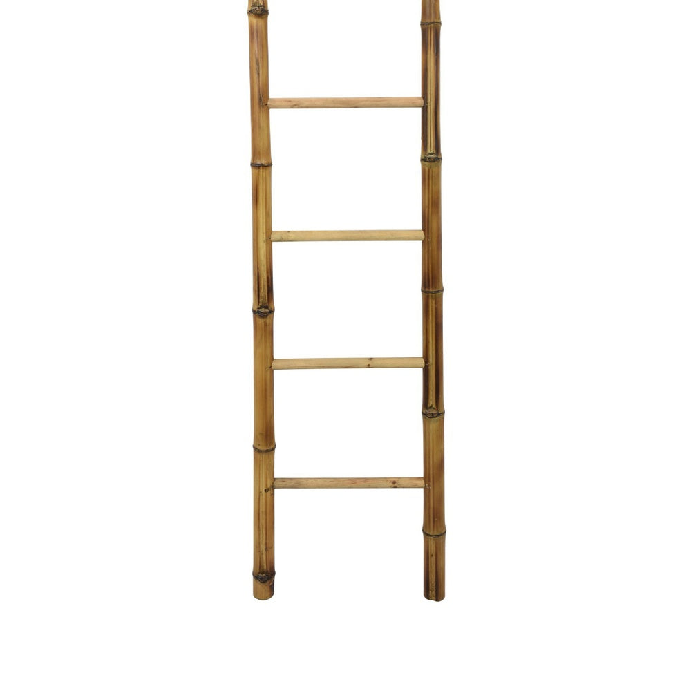 Natural Bamboo Ladder, Decorative and Utility Leaning Rack, 86 Inch Brown-BM353553