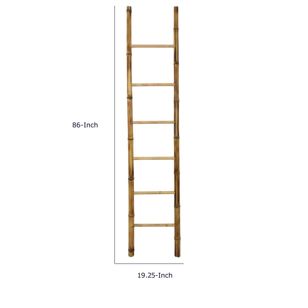 Natural Bamboo Ladder, Decorative and Utility Leaning Rack, 86 Inch Brown-BM353553