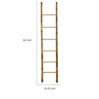 Natural Bamboo Ladder, Decorative and Utility Leaning Rack, 86 Inch Brown-BM353553