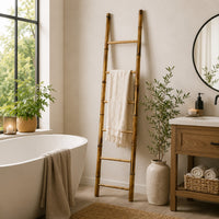 Natural Bamboo Ladder, Decorative and Utility Leaning Rack, 86 Inch Brown-BM353553