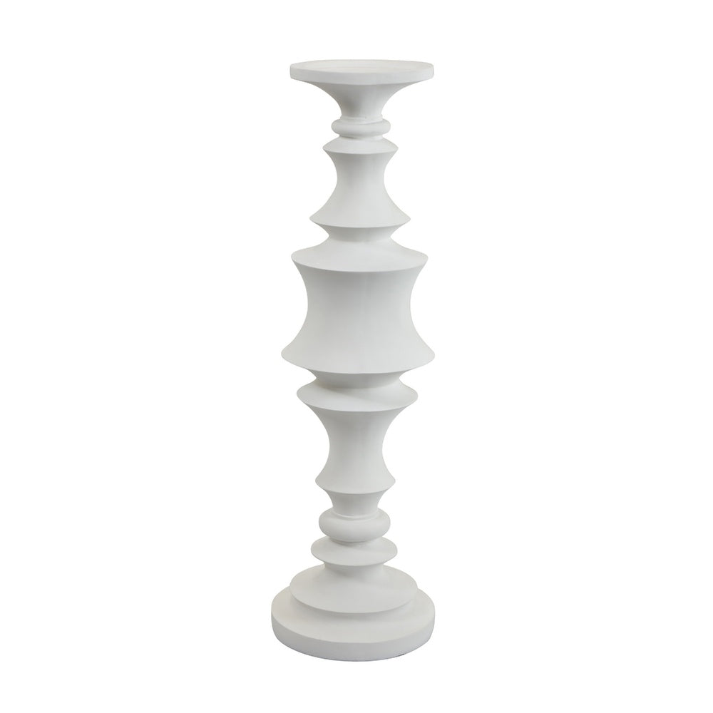 Tabletop Décor Candle Holder, Tiered Baluster Style, White Resin, 18 Inch-BM353554
