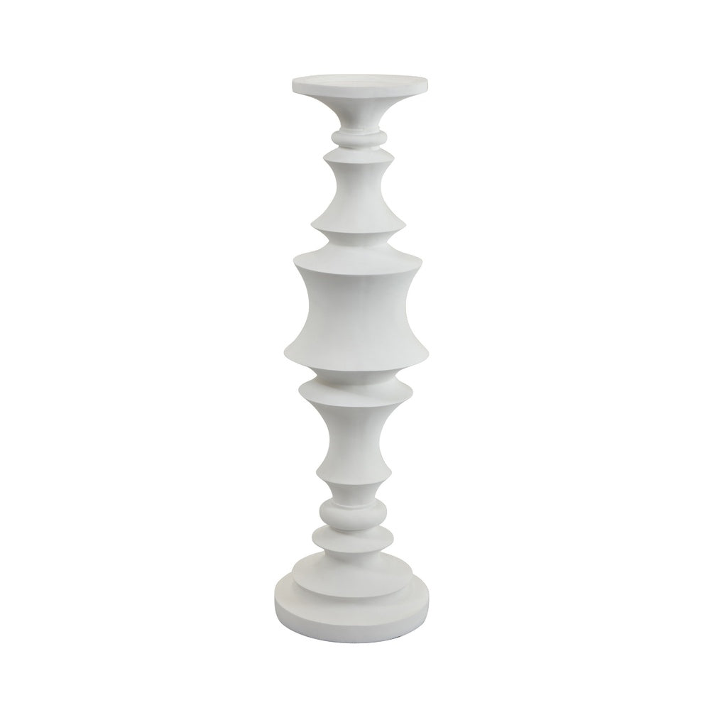 Tabletop Décor Candle Holder, Tiered Baluster Style, White Resin, 18 Inch-BM353554