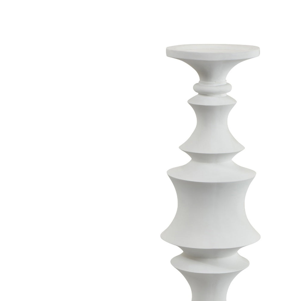 Tabletop Décor Candle Holder, Tiered Baluster Style, White Resin, 18 Inch-BM353554