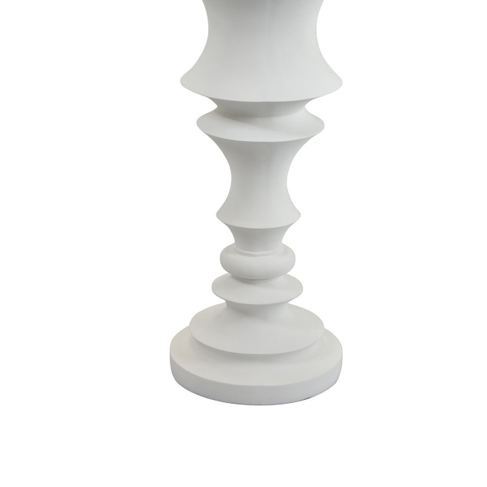 Tabletop Décor Candle Holder, Tiered Baluster Style, White Resin, 18 Inch-BM353554