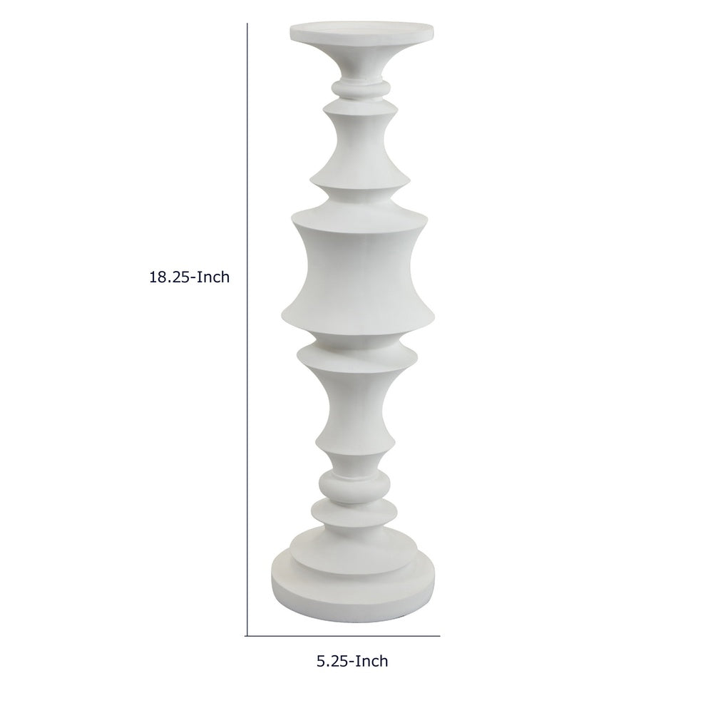 Tabletop Décor Candle Holder, Tiered Baluster Style, White Resin, 18 Inch-BM353554