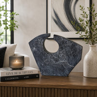 Tabletop Décor, Circular Cutout, Marble Accent Gray Resin, 16 Inch-BM353555