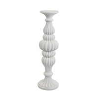 Tabletop Décor Candle Holder, Fluted Turned Baluster, White Resin, 18 Inch-BM353556