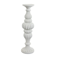 Tabletop Décor Candle Holder, Fluted Turned Baluster, White Resin, 18 Inch-BM353556