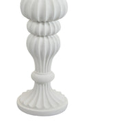 Tabletop Décor Candle Holder, Fluted Turned Baluster, White Resin, 18 Inch-BM353556