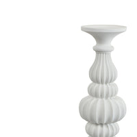 Tabletop Décor Candle Holder, Fluted Turned Baluster, White Resin, 18 Inch-BM353556