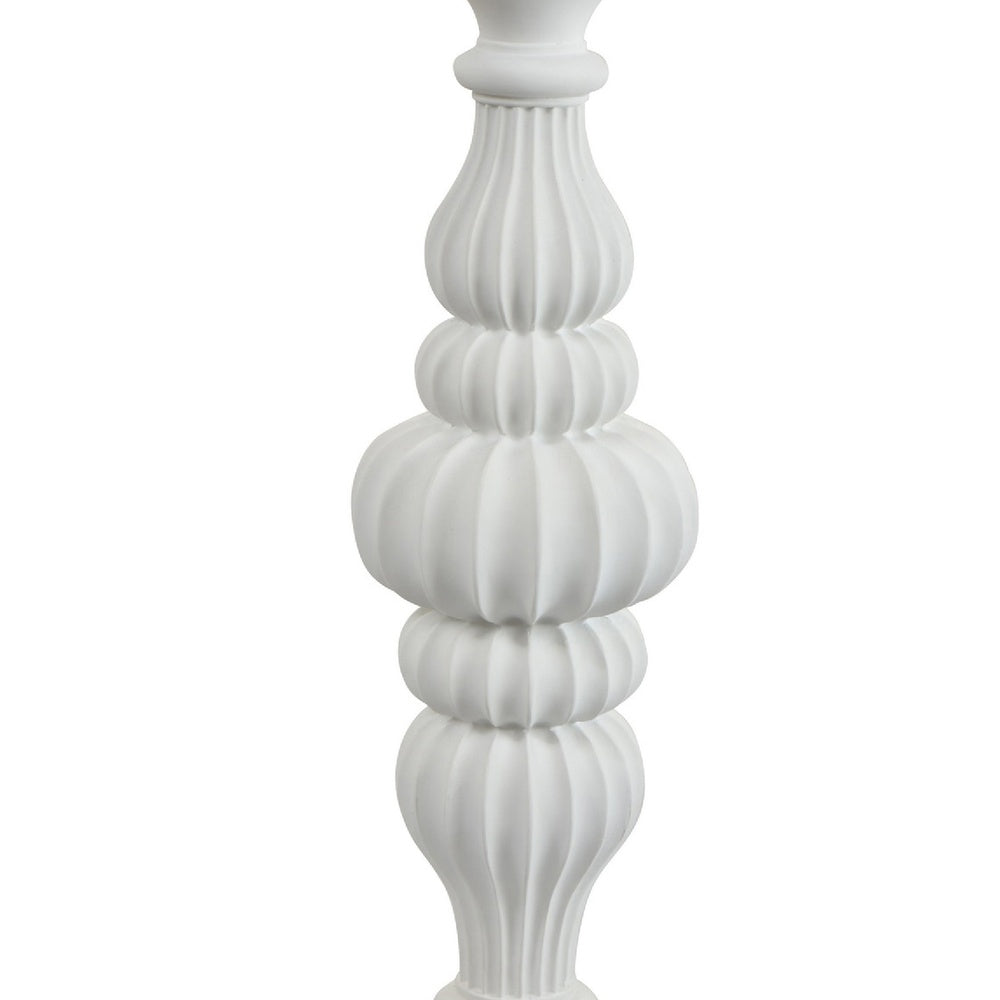 Tabletop Décor Candle Holder, Fluted Turned Baluster, White Resin, 18 Inch-BM353556