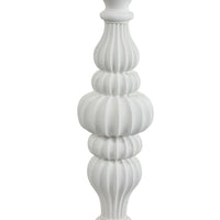 Tabletop Décor Candle Holder, Fluted Turned Baluster, White Resin, 18 Inch-BM353556