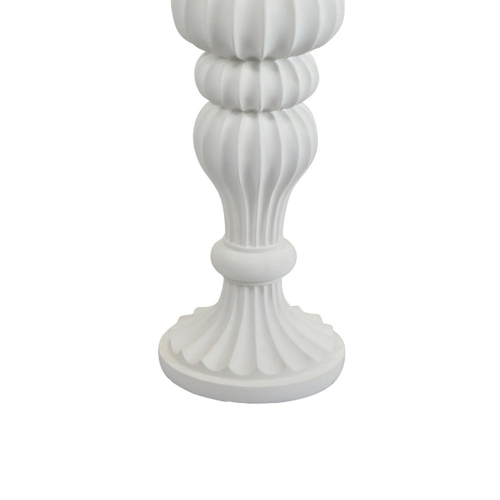 Tabletop Décor Candle Holder, Fluted Turned Baluster, White Resin, 18 Inch-BM353556
