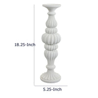 Tabletop Décor Candle Holder, Fluted Turned Baluster, White Resin, 18 Inch-BM353556