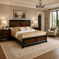Queen Bedroom Set, Brown Wood, 3 Piece Set with 2 Nightstands