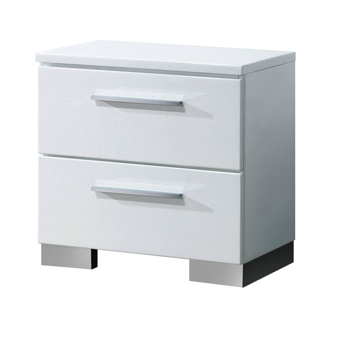 Queen Bedroom Set in White & Black Wood – 2 Piece Set with Nightstand