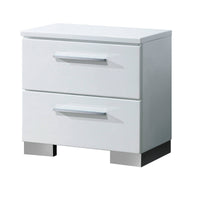 Queen Bedroom Set in White & Black Wood – 2 Piece Set with Nightstand
