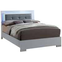 Queen Bedroom Set in White & Black Wood – 2 Piece Set with Nightstand