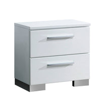 Queen Bedroom Set in White & Black Wood – 2 Piece Set with Nightstand