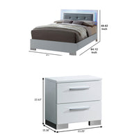 Queen Bedroom Set in White & Black Wood – 3 Piece Set with 2 Nightstands