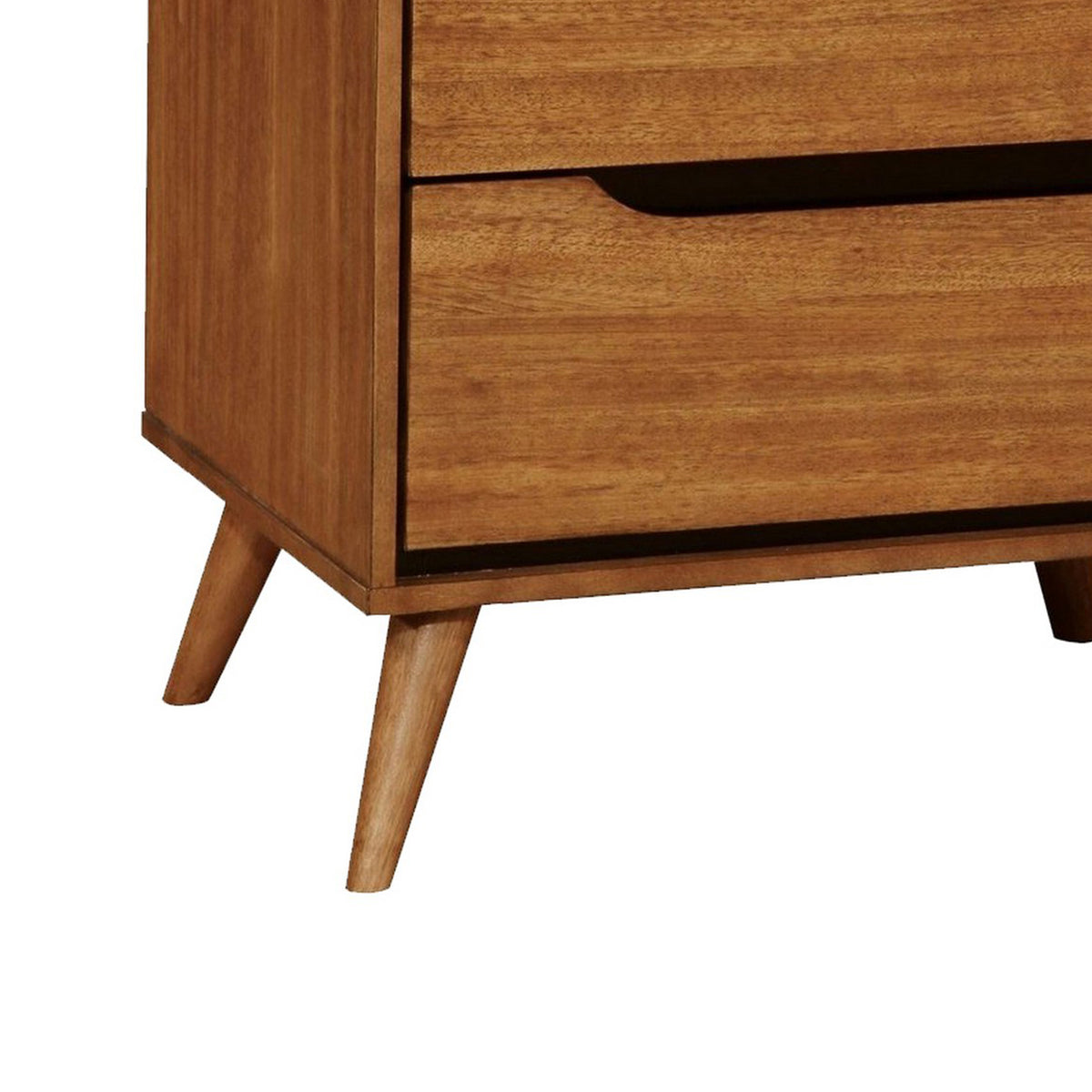 Queen Bedroom Set in Oak Brown Wood – 2 Piece Set with Nightstand