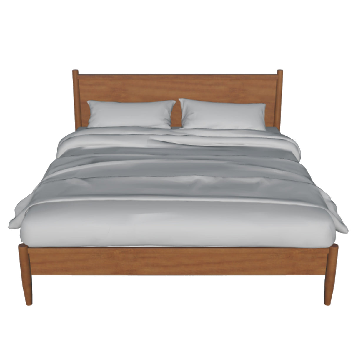 Queen Bedroom Set in Oak Brown Wood – 3 Piece Set with 2 Nightstands