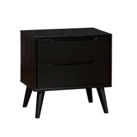 Queen Bedroom Set, Black Wood, 2 Piece Set with Nightstand
