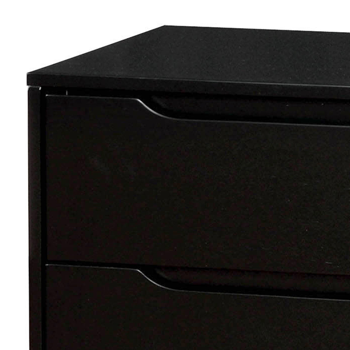 Queen Bedroom Set, Black Wood, 2 Piece Set with Nightstand