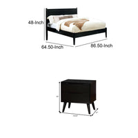 Queen Bedroom Set, Black Wood, 3 Piece Set with 2 Nightstands