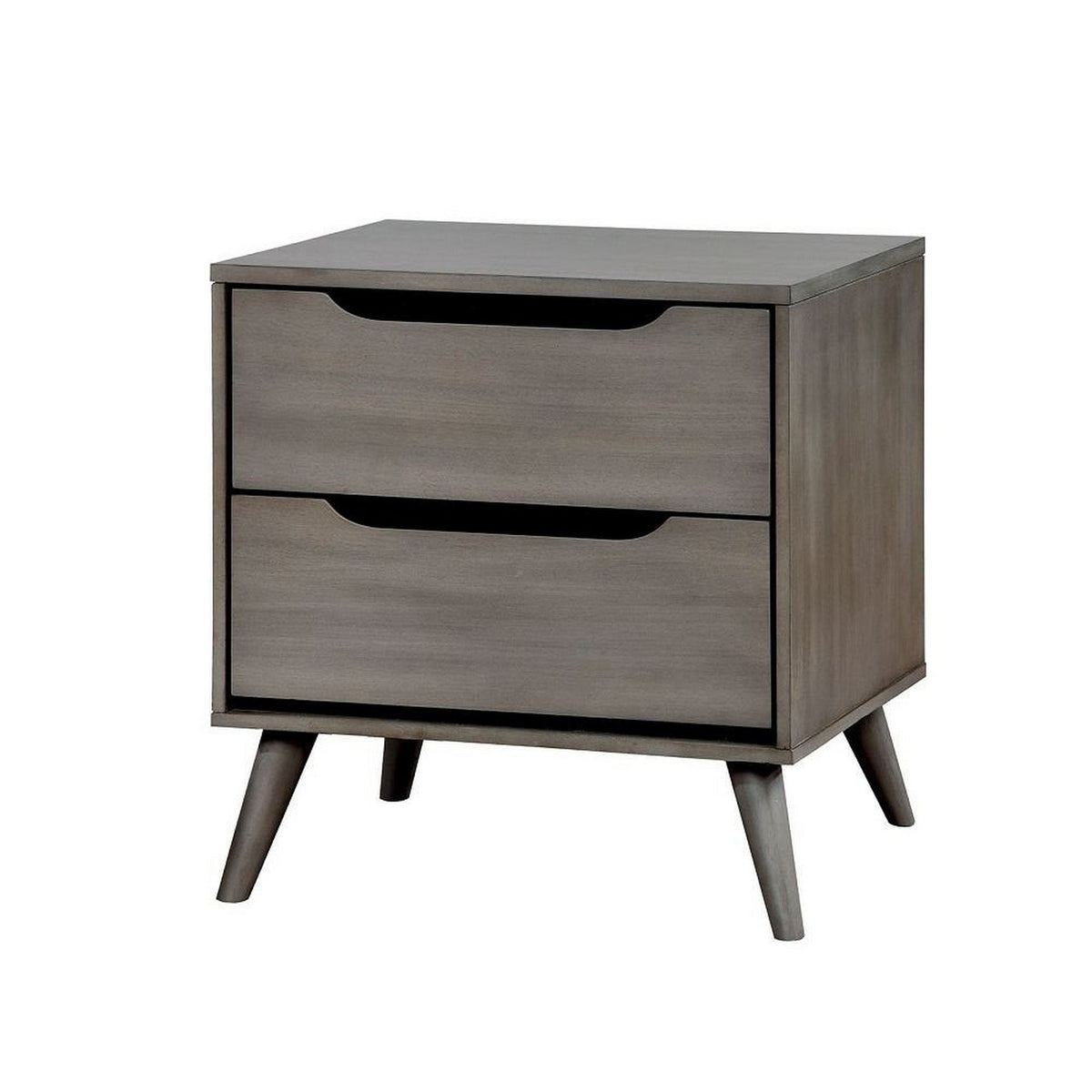 Queen Bedroom Set in Gray Wood – 2 Piece Set with Nightstand