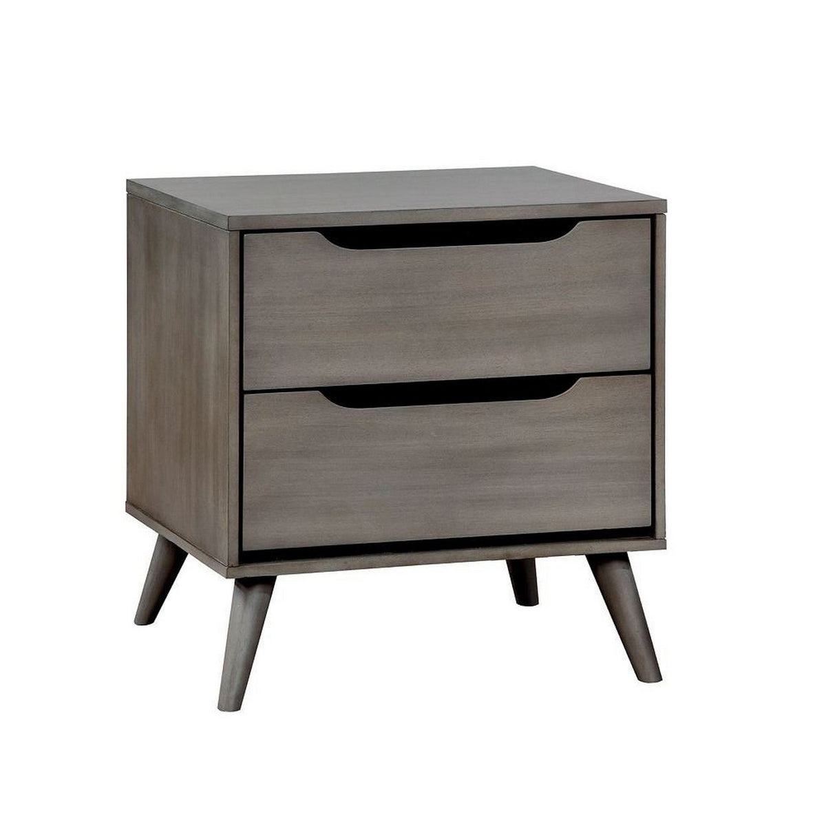 Queen Bedroom Set in Gray Wood – 2 Piece Set with Nightstand