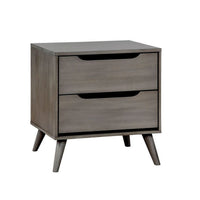 Queen Bedroom Set in Gray Wood – 2 Piece Set with Nightstand