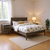 Queen Bedroom Set in Gray Wood – 2 Piece Set with Nightstand
