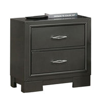 Queen Bedroom Set, Dark Gray, Metallic Gray Wood, 2 Piece Set with Nightstand
