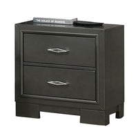 Queen Bedroom Set, Dark Gray, Metallic Gray Wood, 3 Piece Set with 2 Nightstands