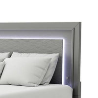 Queen Bedroom Set, Dark Gray, Metallic Gray Wood, 3 Piece Set with 2 Nightstands