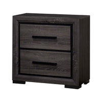 Queen Bedroom Set in Gray & Black Wood – 2 Piece Set with Nightstand