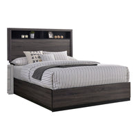 Queen Bedroom Set in Gray & Black Wood – 2 Piece Set with Nightstand