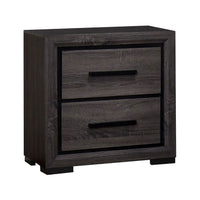 Queen Bedroom Set in Gray & Black Wood – 2 Piece Set with Nightstand