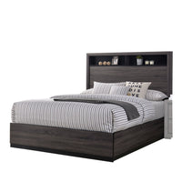 Queen Bedroom Set in Gray & Black Wood – 3 Piece Set with 2 Nightstands