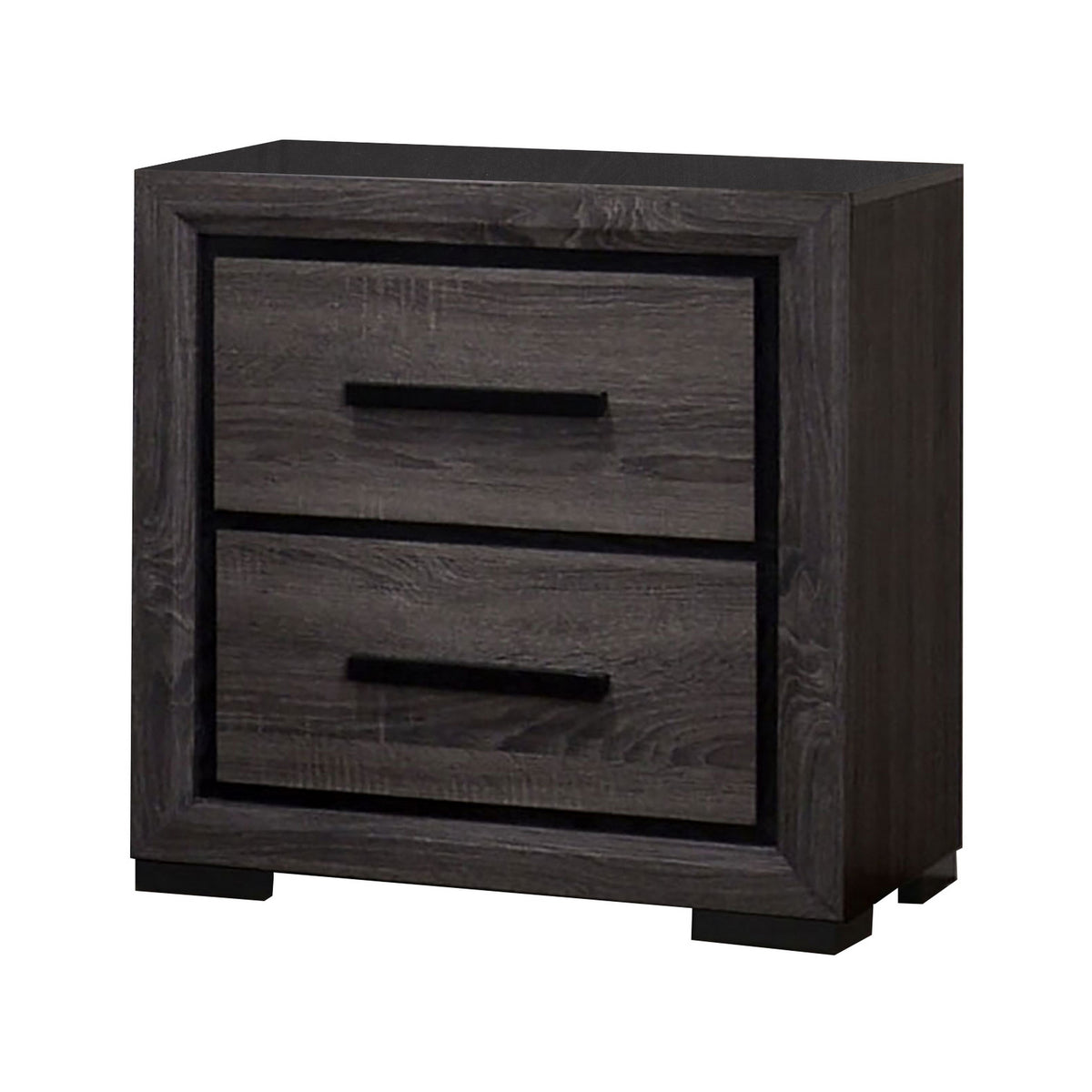 Queen Bedroom Set in Gray & Black Wood – 3 Piece Set with 2 Nightstands
