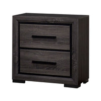 Queen Bedroom Set in Gray & Black Wood – 3 Piece Set with 2 Nightstands