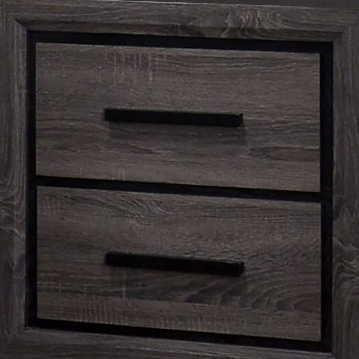 Queen Bedroom Set in Gray & Black Wood – 3 Piece Set with 2 Nightstands
