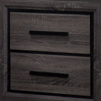 Queen Bedroom Set in Gray & Black Wood – 3 Piece Set with 2 Nightstands