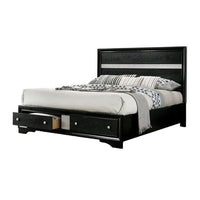Queen Bedroom Set, Black, Silver Wood, 2 Piece Set with Nightstand