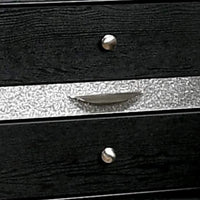 Queen Bedroom Set, Black, Silver Wood, 3 Piece Set with 2 Nightstands