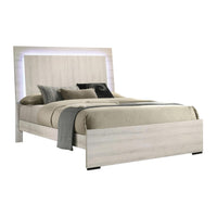 Queen Bedroom Set, White Wash, Chrome, 2 Piece Set with Nightstand
