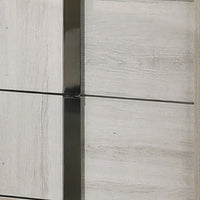 Queen Bedroom Set, White Wash, Chrome, 2 Piece Set with Nightstand